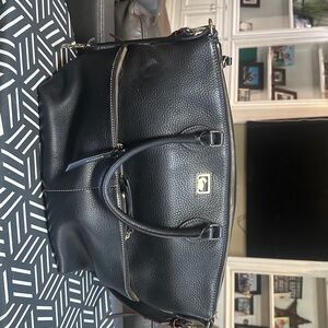 Like New Dooney & Bourke Large Black Pocket Satchel Detachable Shoulder Strap